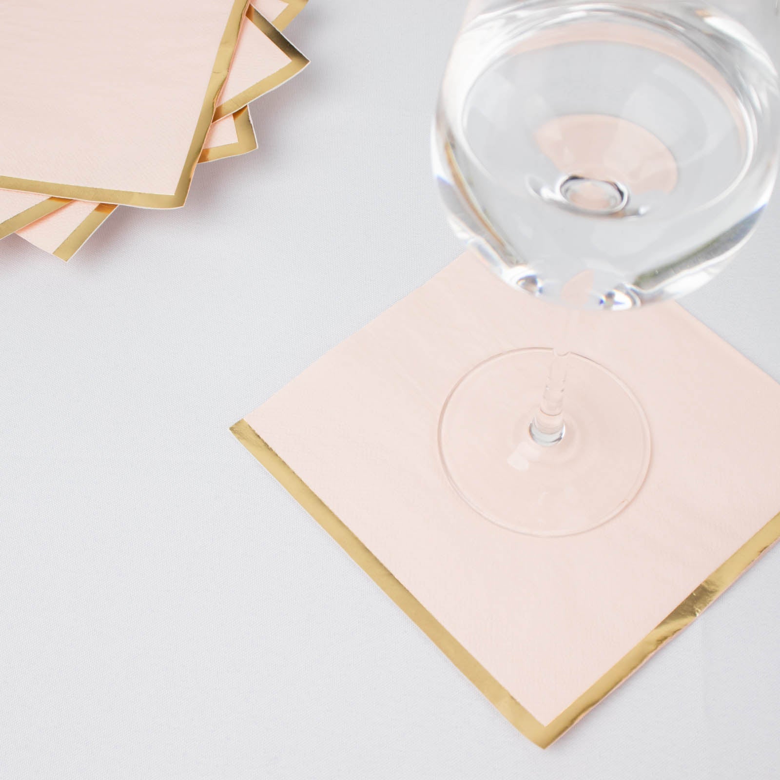 50 Pack | 2 Ply Soft Blush With Gold Foil Edge Party Paper Napkins