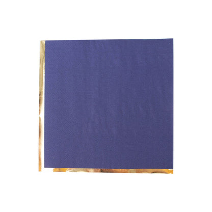 50 Pack | 2 Ply Soft Navy Blue With Gold Foil Edge Party Paper Napkins#whtbkgd