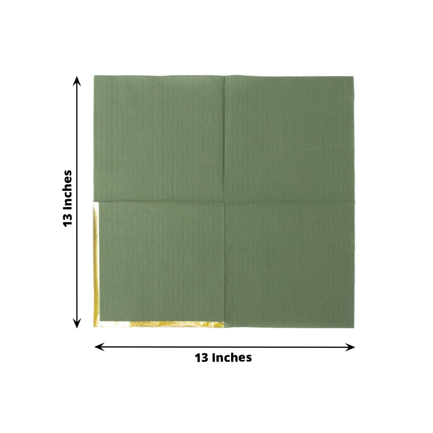 50 Pack | 2 Ply Soft Olive Green With Gold Foil Edge Party Paper Napkins