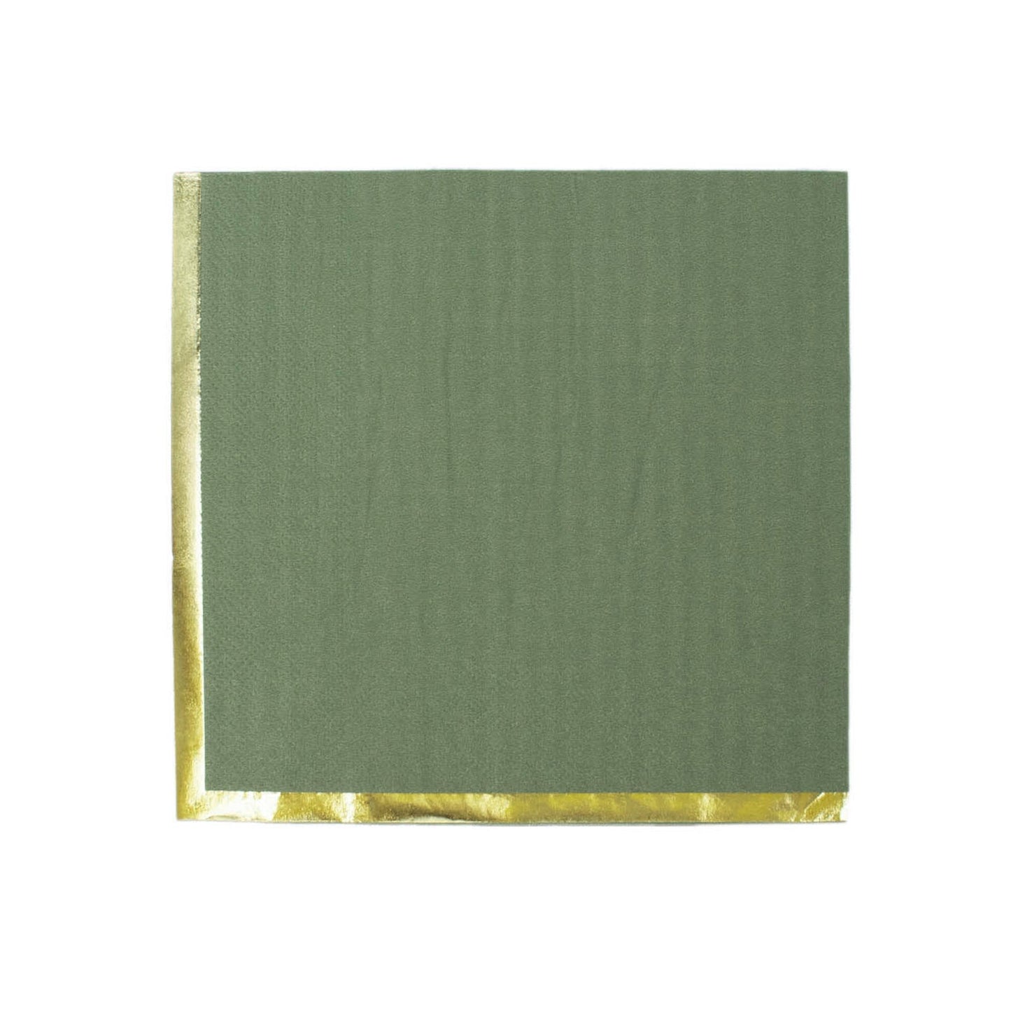 50 Pack | 2 Ply Soft Olive Green With Gold Foil Edge Party Paper Napkins#whtbkgd