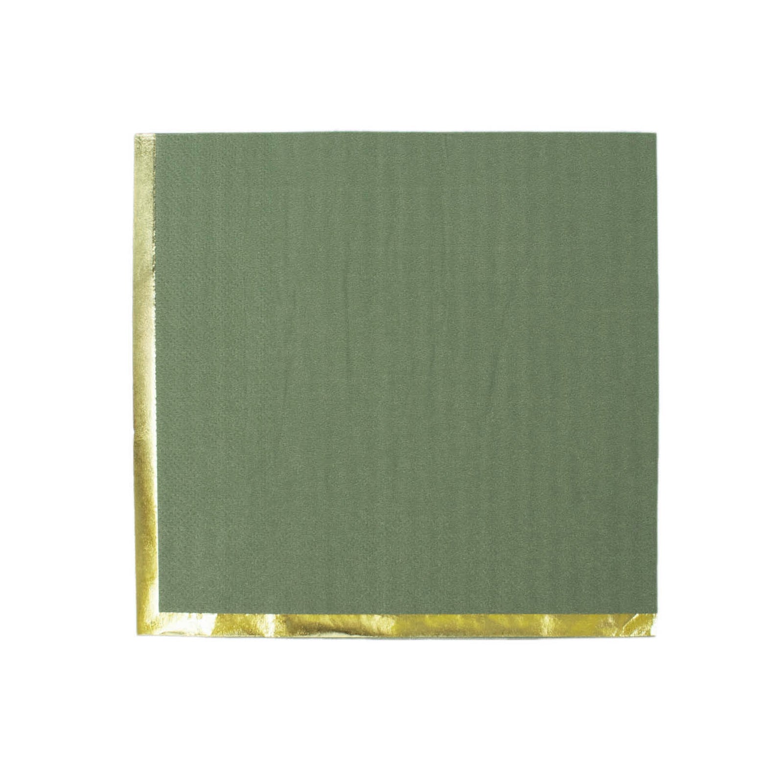 50 Pack | 2 Ply Soft Olive Green With Gold Foil Edge Party Paper Napkins#whtbkgd