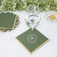 50 Pack Dusty Sage Green Soft 2 Ply Disposable Cocktail Napkins with Gold Foil Edge, Paper Beverage Napkins - 6.5"x6.5"