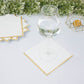 50 Pack White Soft 2 Ply Disposable Cocktail Napkins with Gold Foil Edge, Paper Beverage Napkins - 6.5"x6.5"