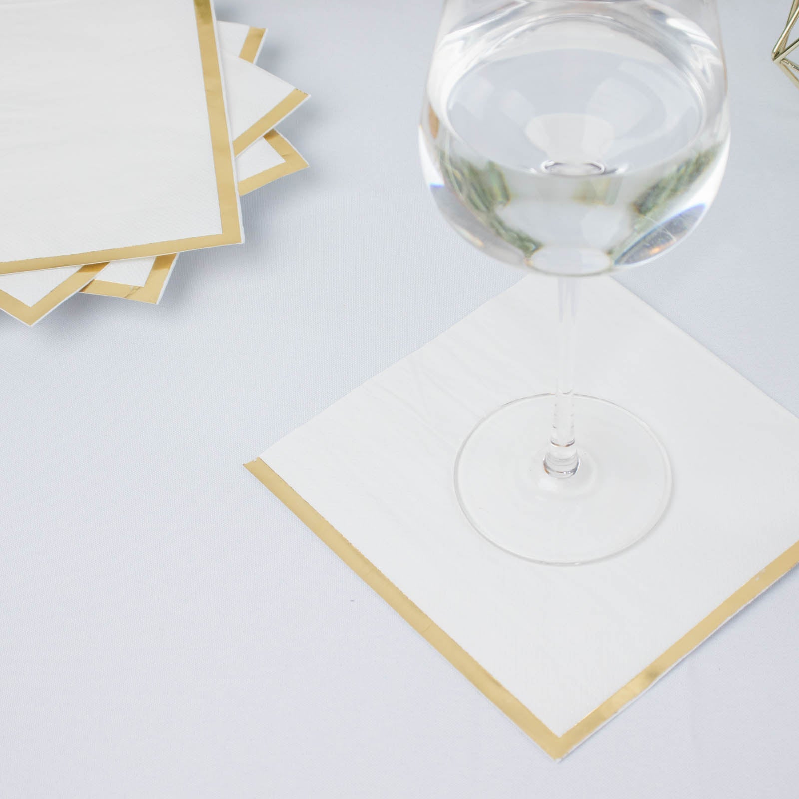 50 Pack | 2 Ply Soft White With Gold Foil Edge Party Paper Napkins