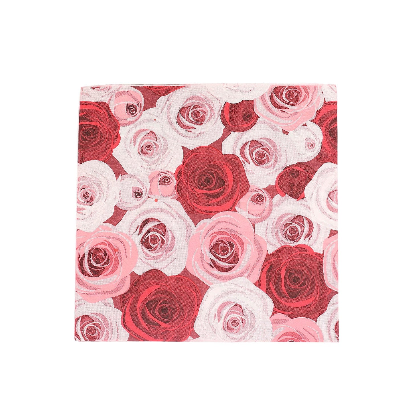 50 Pack | 2 Ply Soft Red / Pink Floral Design Paper Beverage Napkins#whtbkgd