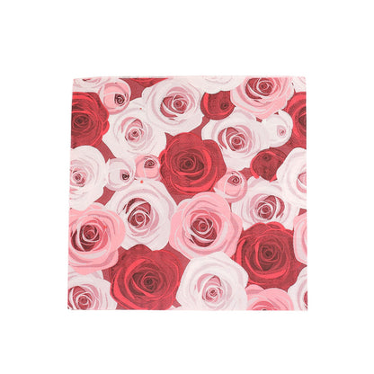50 Pack | 2 Ply Soft Red / Pink Floral Design Paper Beverage Napkins#whtbkgd