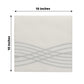 White linen-feel cocktail napkin with silver waves print, 10x10 inches.
