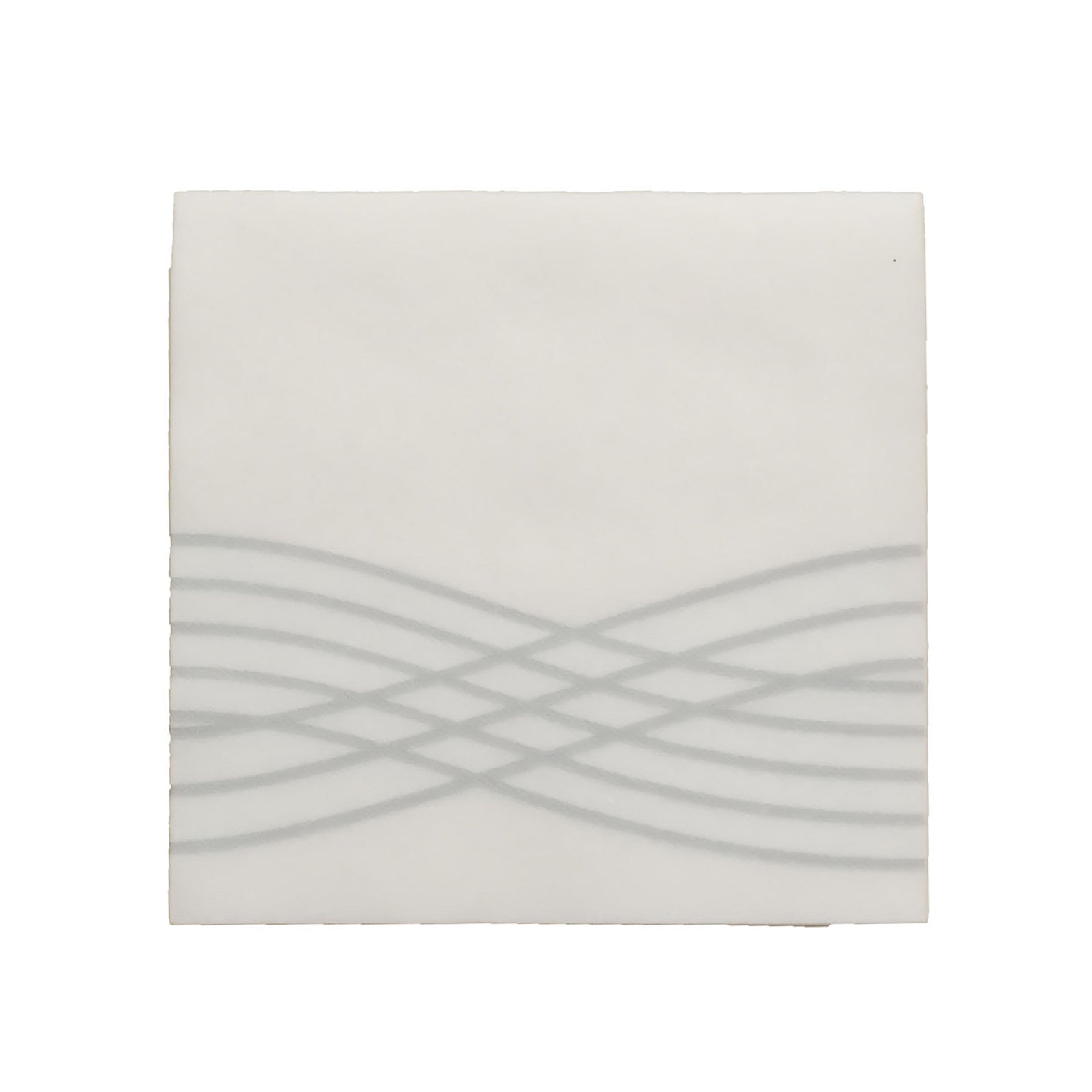 White linen-feel cocktail napkin with silver waves print.