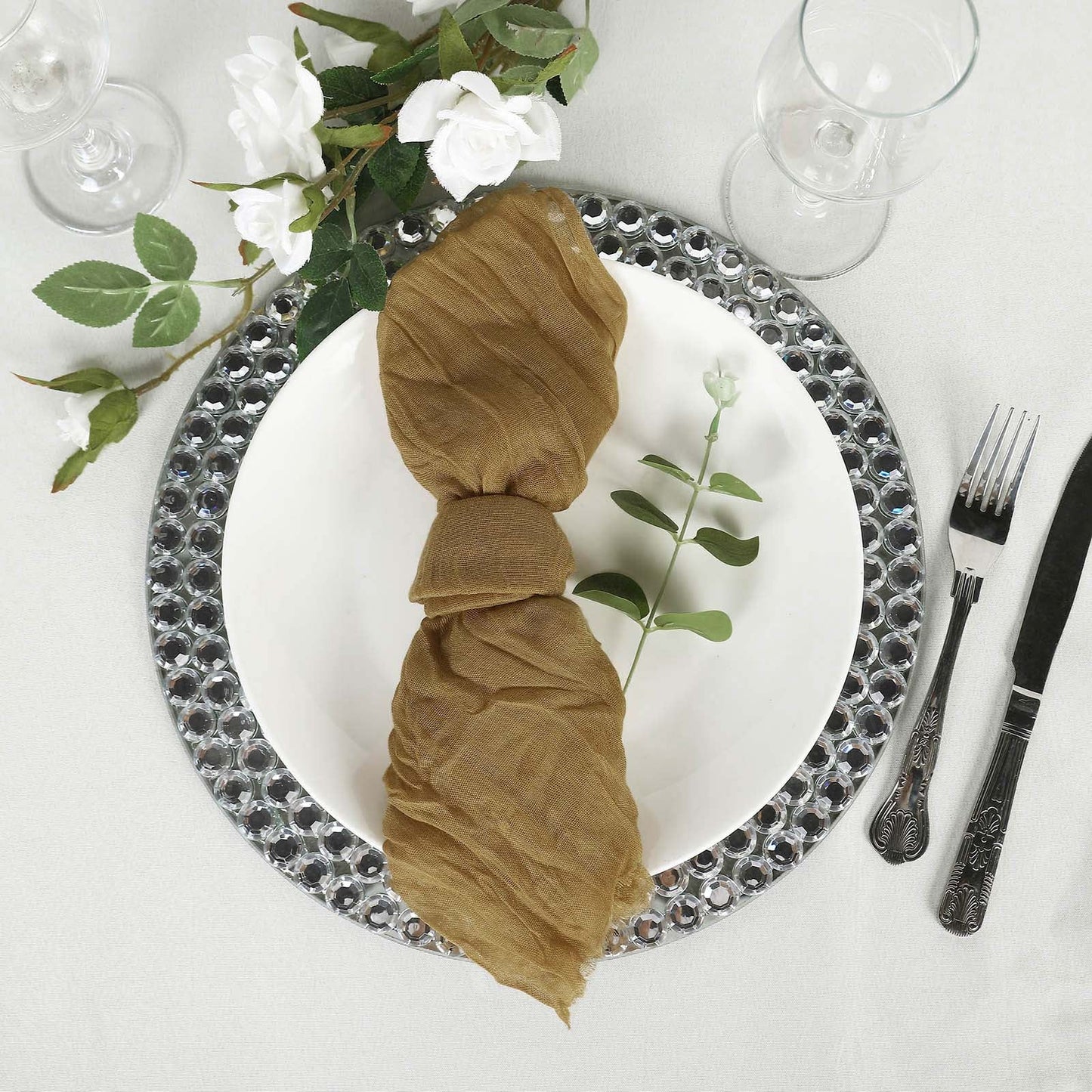 5 Gold Cheesecloth Dinner Napkins Gauze Size 24 Inch x 19 Inch