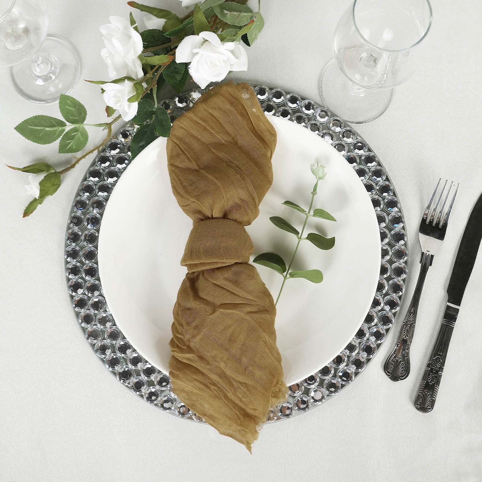 5 Gold Cheesecloth Dinner Napkins Gauze Size 24 Inch x 19 Inch