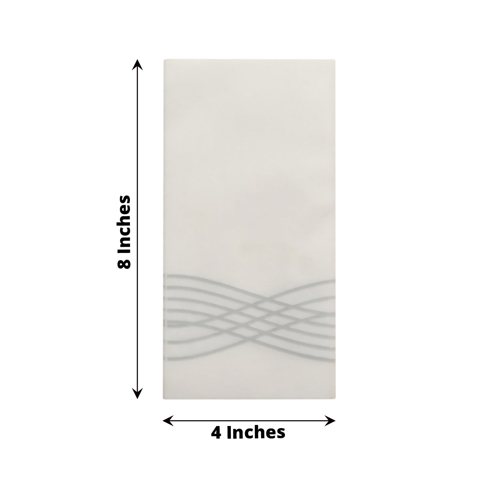 White linen-feel paper napkin with silver waves print, 20 pack.