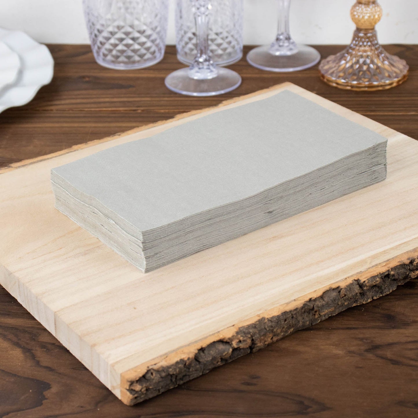 50 Pack | 2 Ply Soft Silver Dinner Party Paper Napkins