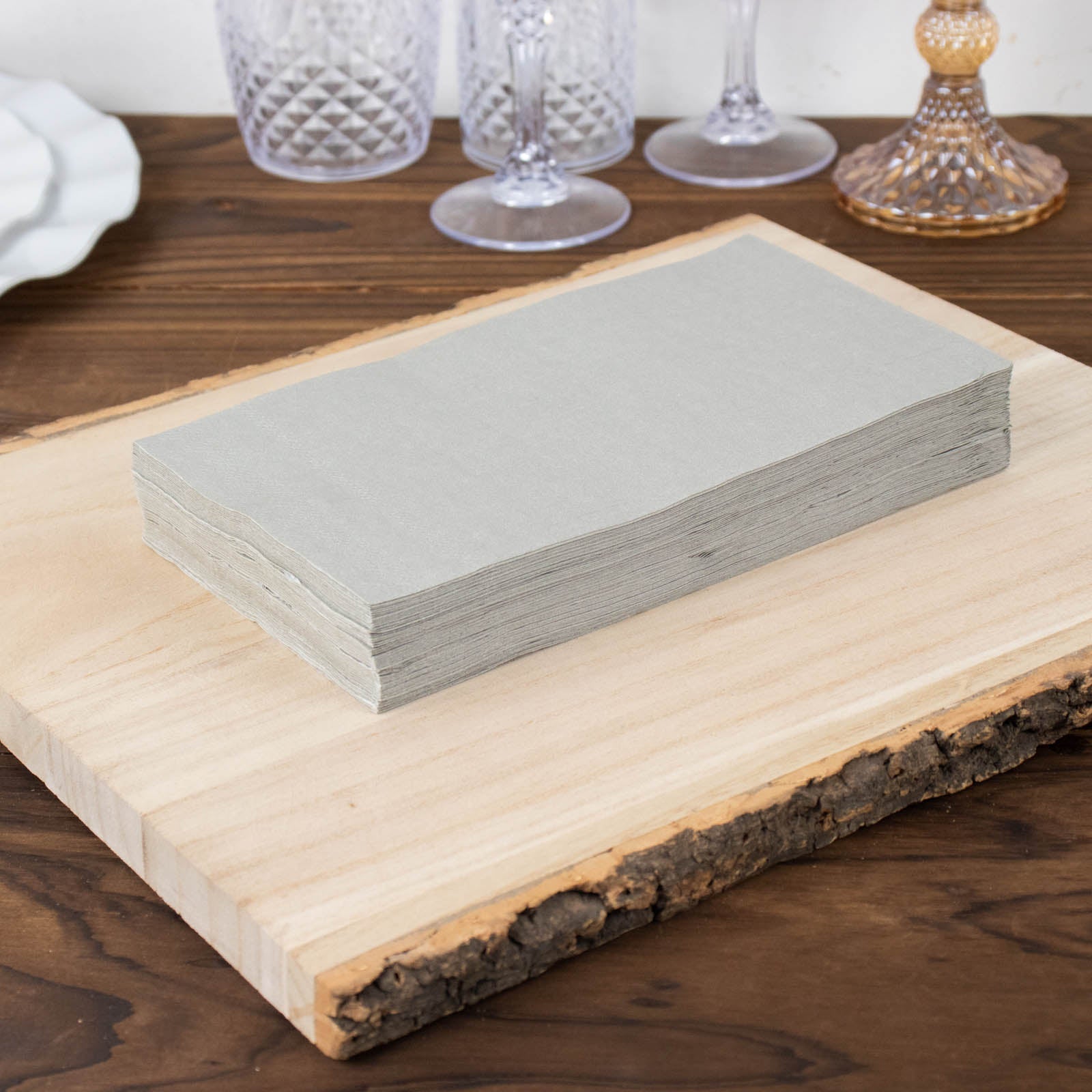 50 Pack | 2 Ply Soft Silver Dinner Party Paper Napkins