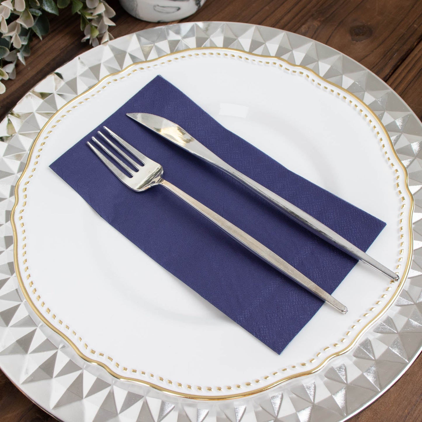 50 Pack | 2 Ply Soft Navy Blue Dinner Party Paper Napkins, Wedding Cocktail Beverage Napkins