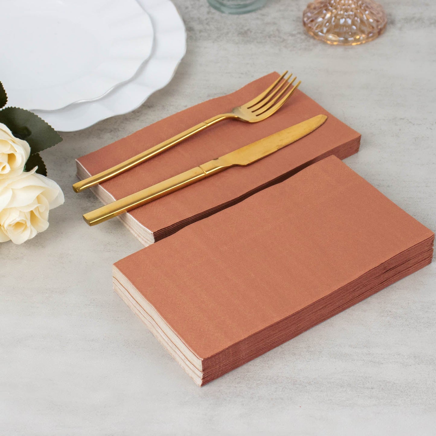 50 Pack | 2 Ply Soft Terracotta Dinner Party Paper Napkins