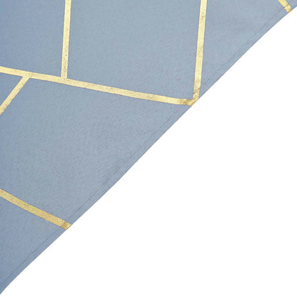 Modern dusty blue and geometric gold dinner napkin.