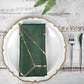 Square Hunter Emerald Green Dinner Napkins With Gold Geometric Design Polyester 20x20 Inches