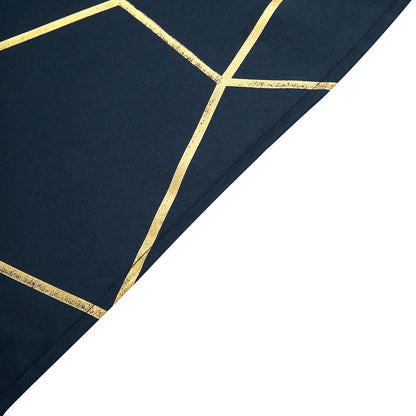 Geometric Gold Print On Navy Blue Cloth Dinner Napkins 20x20 Inch
