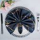 5 Pack | Modern Navy Blue and Geometric Gold Cloth Dinner Napkins | 20"x20"