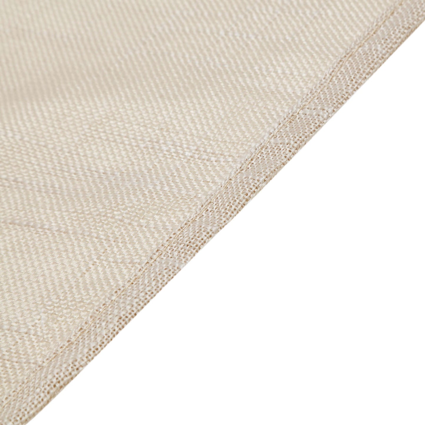 Beige slubby textured cloth dinner napkin, wrinkle resistant linen.