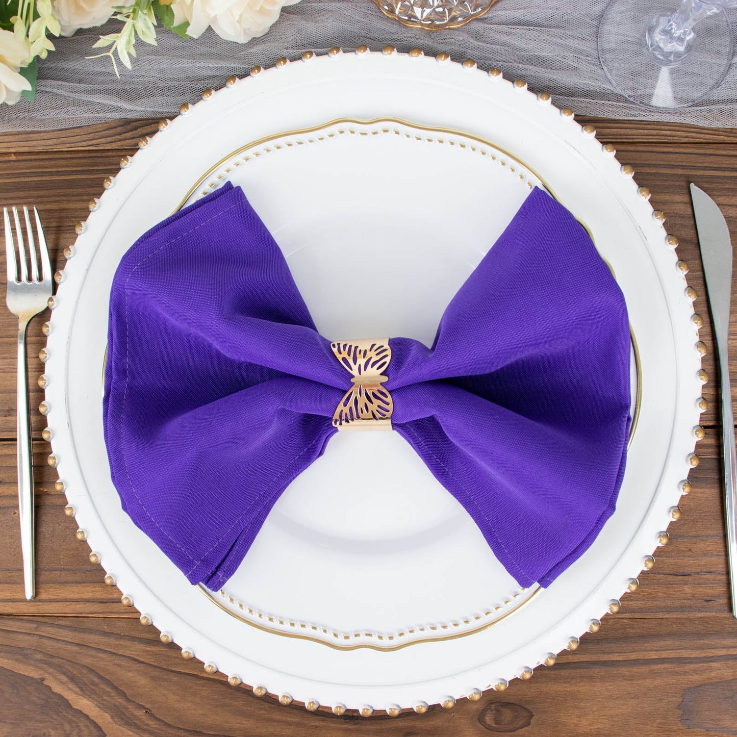 5 Pack | Purple 200 GSM Premium Polyester Dinner Napkins