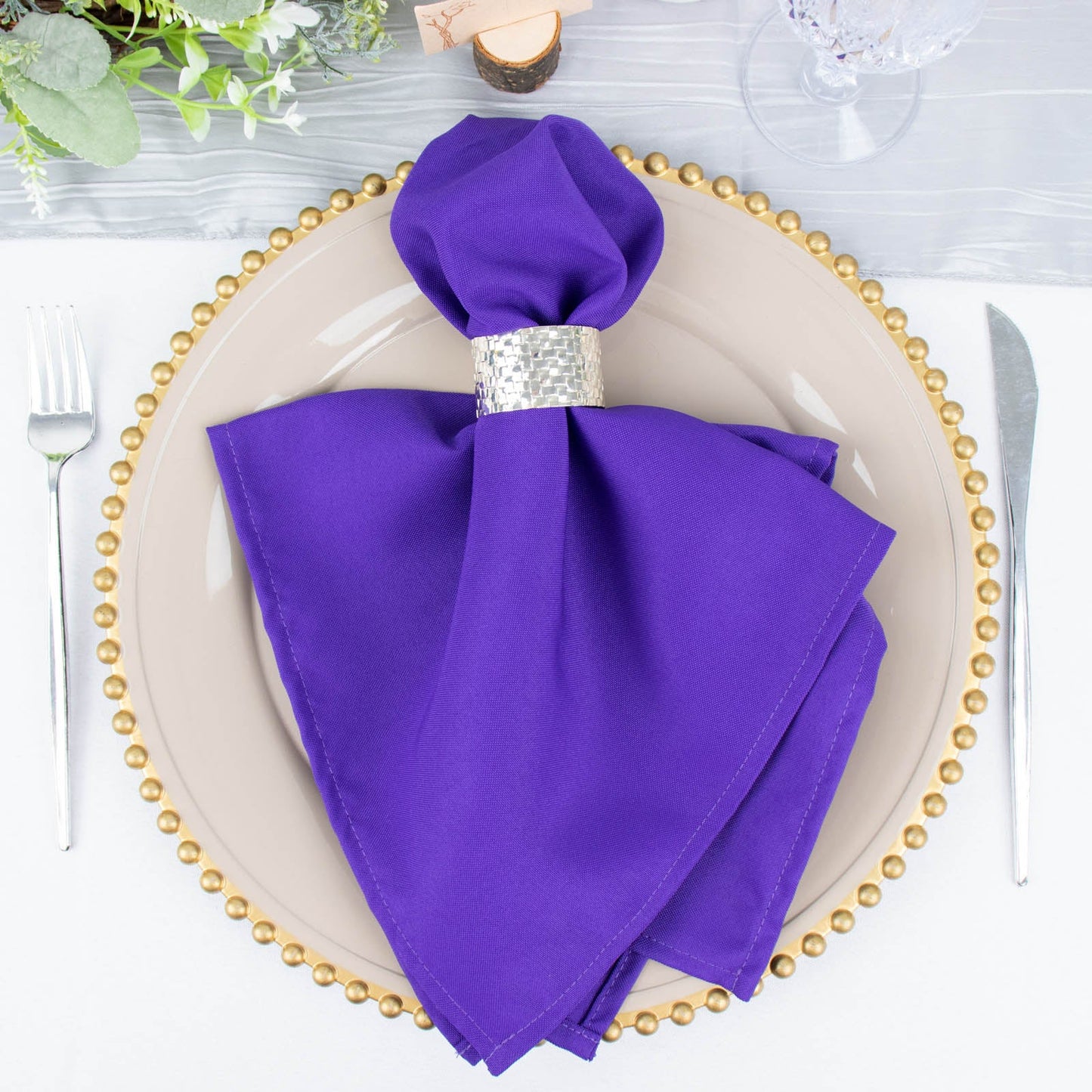 5 Pack | Purple 200 GSM Premium Polyester Dinner Napkins