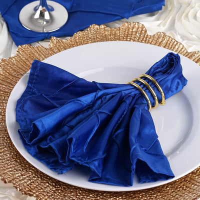 Elegant Design of Royal Blue Pintuck Satin Napkins