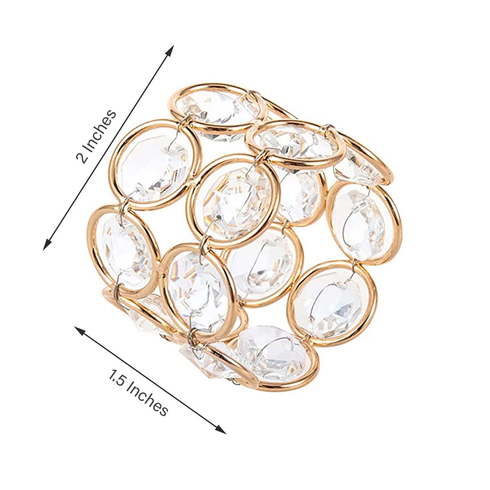 4 Pack Gold Bling Glass Crystal Gem Napkin Rings