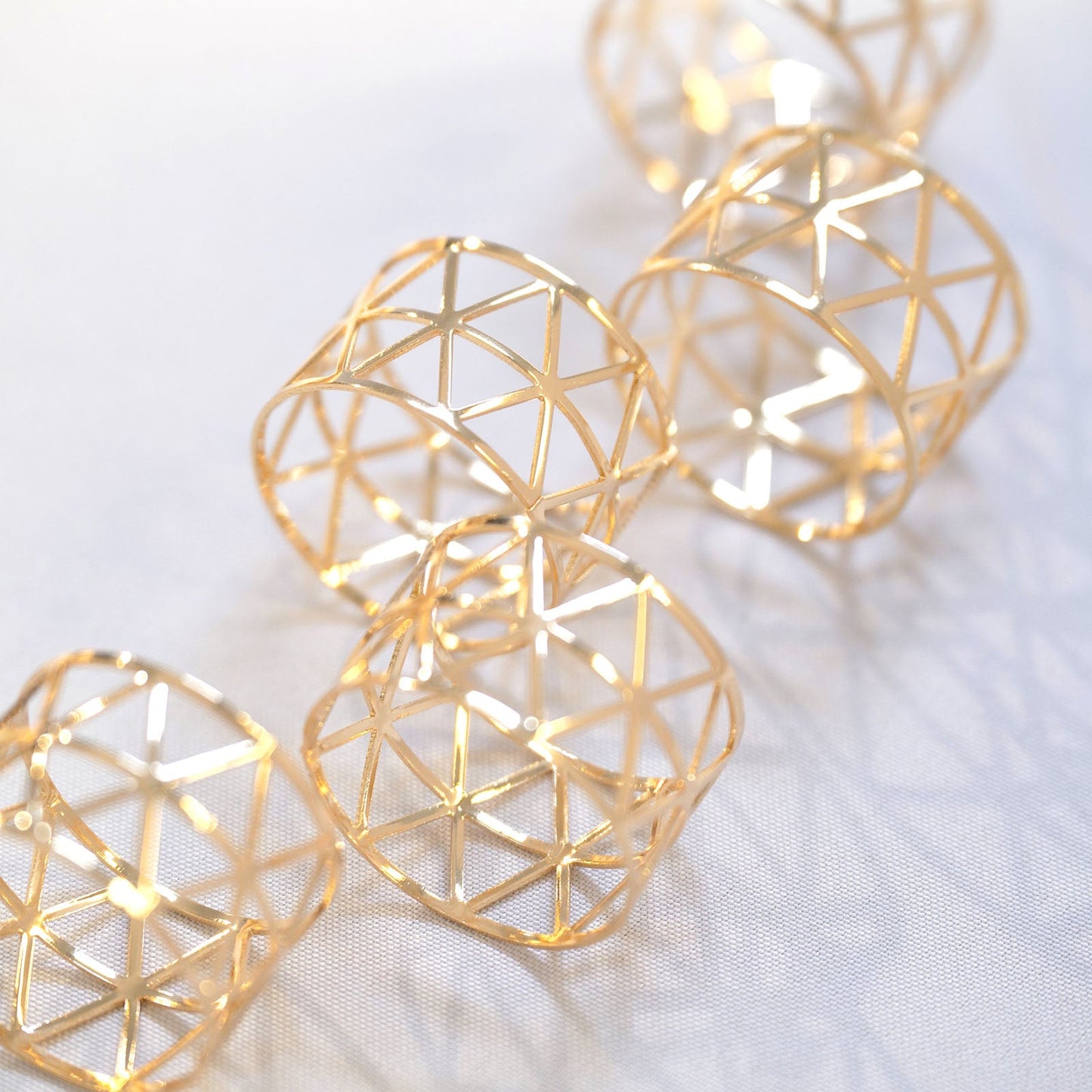 Metallic Gold Geometric Design Paper Napkin Rings 5 Pack#whtbkgd 