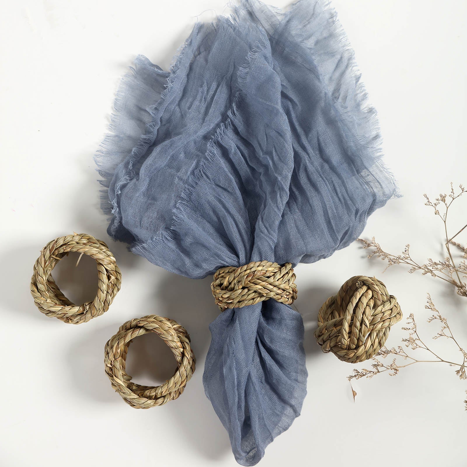 Jute Napkin Ring Holders 4 Pack Natural Handmade Braided Woven Design