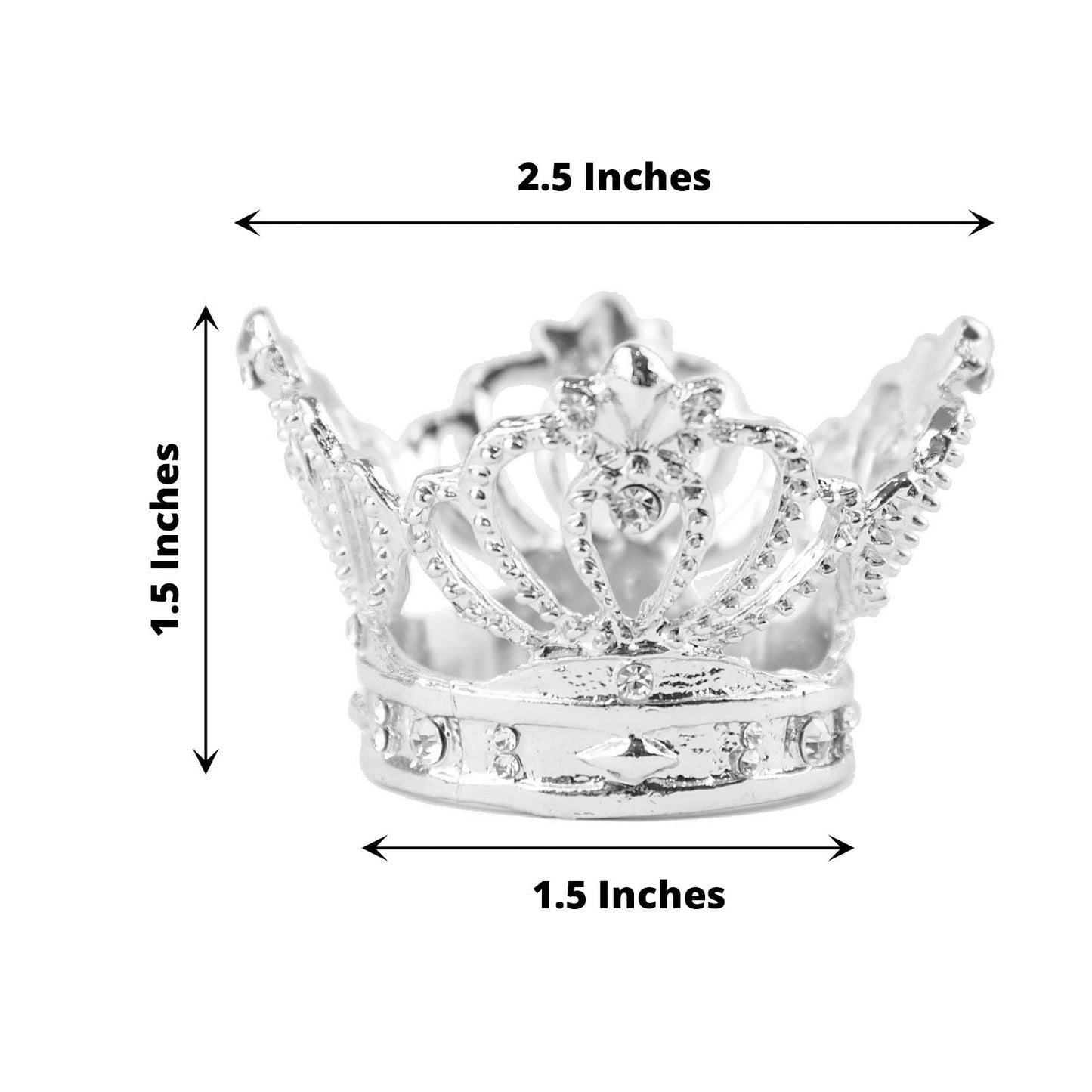4 Pack Silver Metallic Napkin Rings in Rhinestone Crown Design