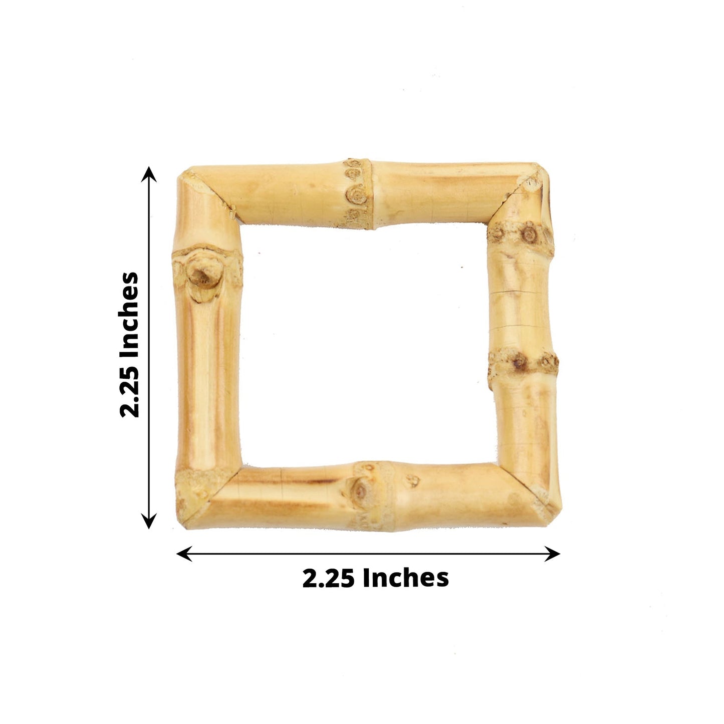 Natural bamboo square napkin ring, rustic boho chic design.