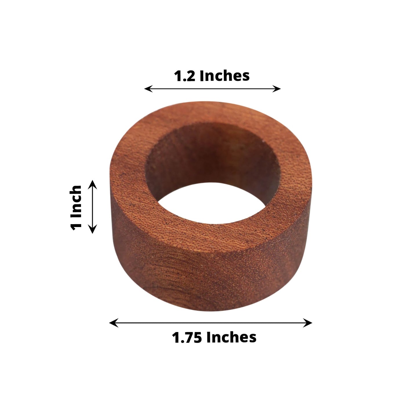4 Pack | 1.75inch Cinnamon Brown Hardwood Napkin Ring Wood Slices, Farmhouse Napkin Holders