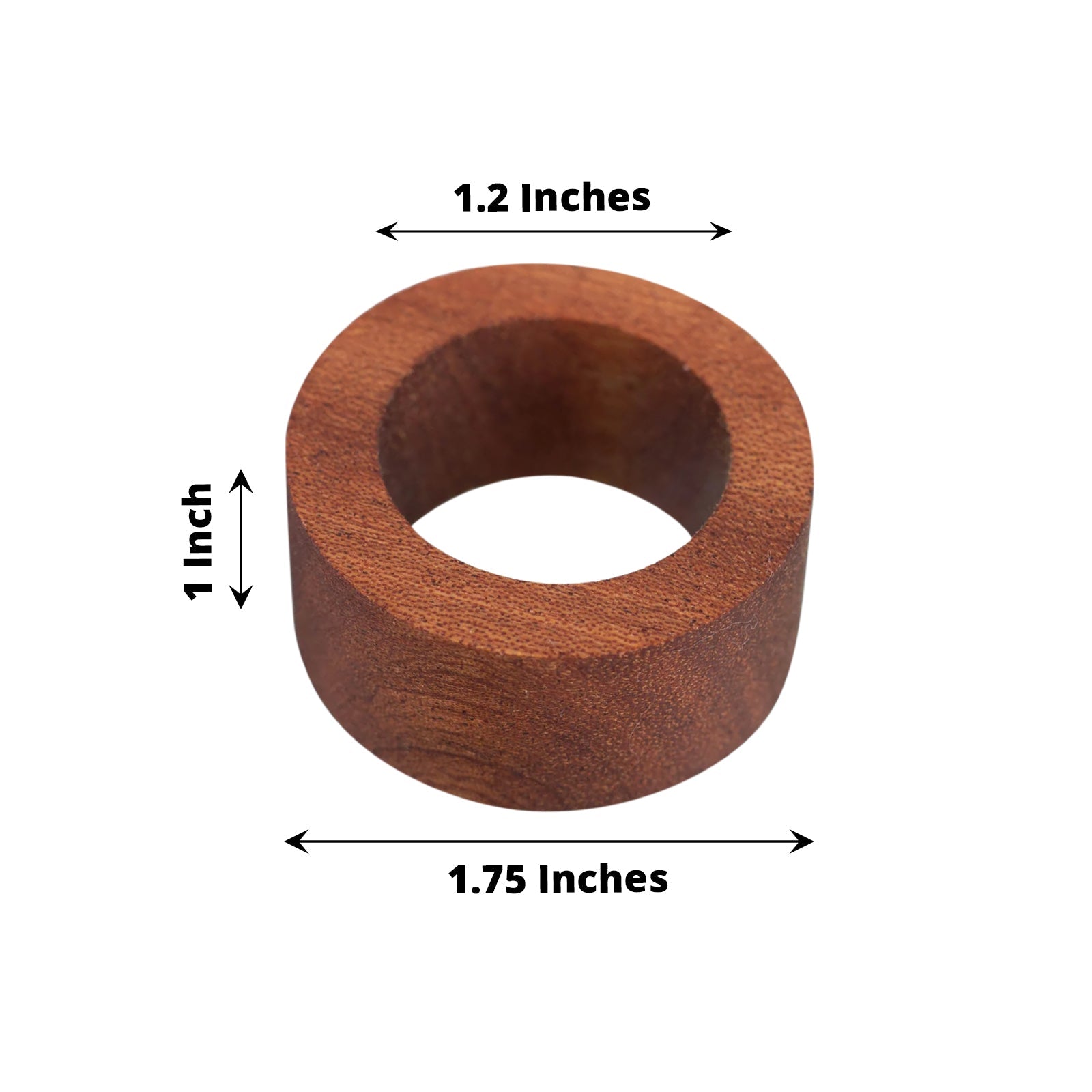 4 Pack | 1.75inch Cinnamon Brown Hardwood Napkin Ring Wood Slices, Farmhouse Napkin Holders
