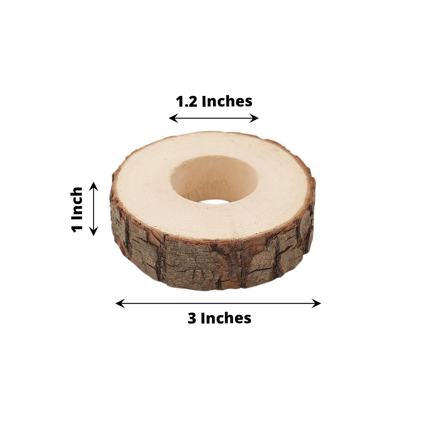Pack Of 4 Natural Birch Wood 3 Inch Rustic Napkin Rings 
