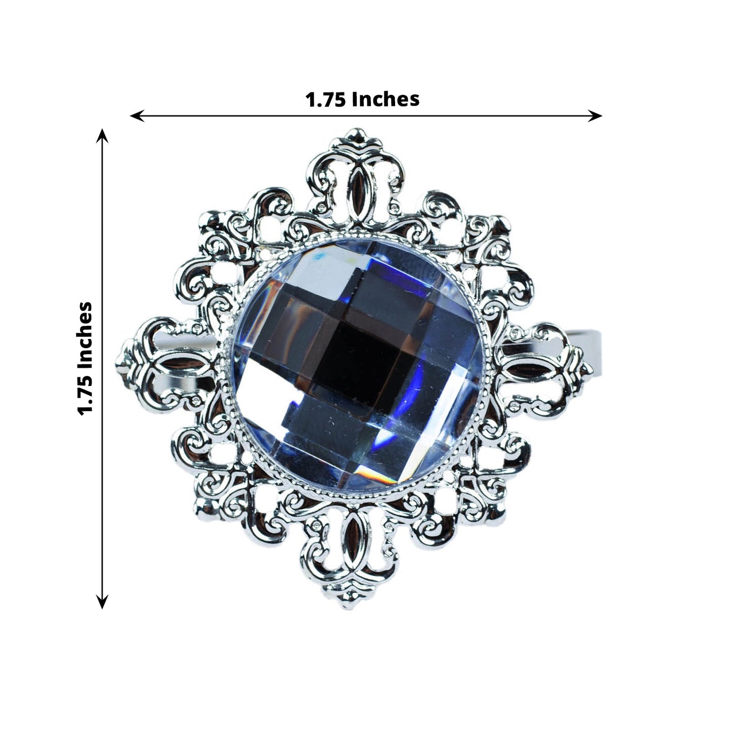 6 Pack | 2inch Silver Metal Clear Diamond Bling Napkin Holders, Crystal Rhinestone Napkin Rings