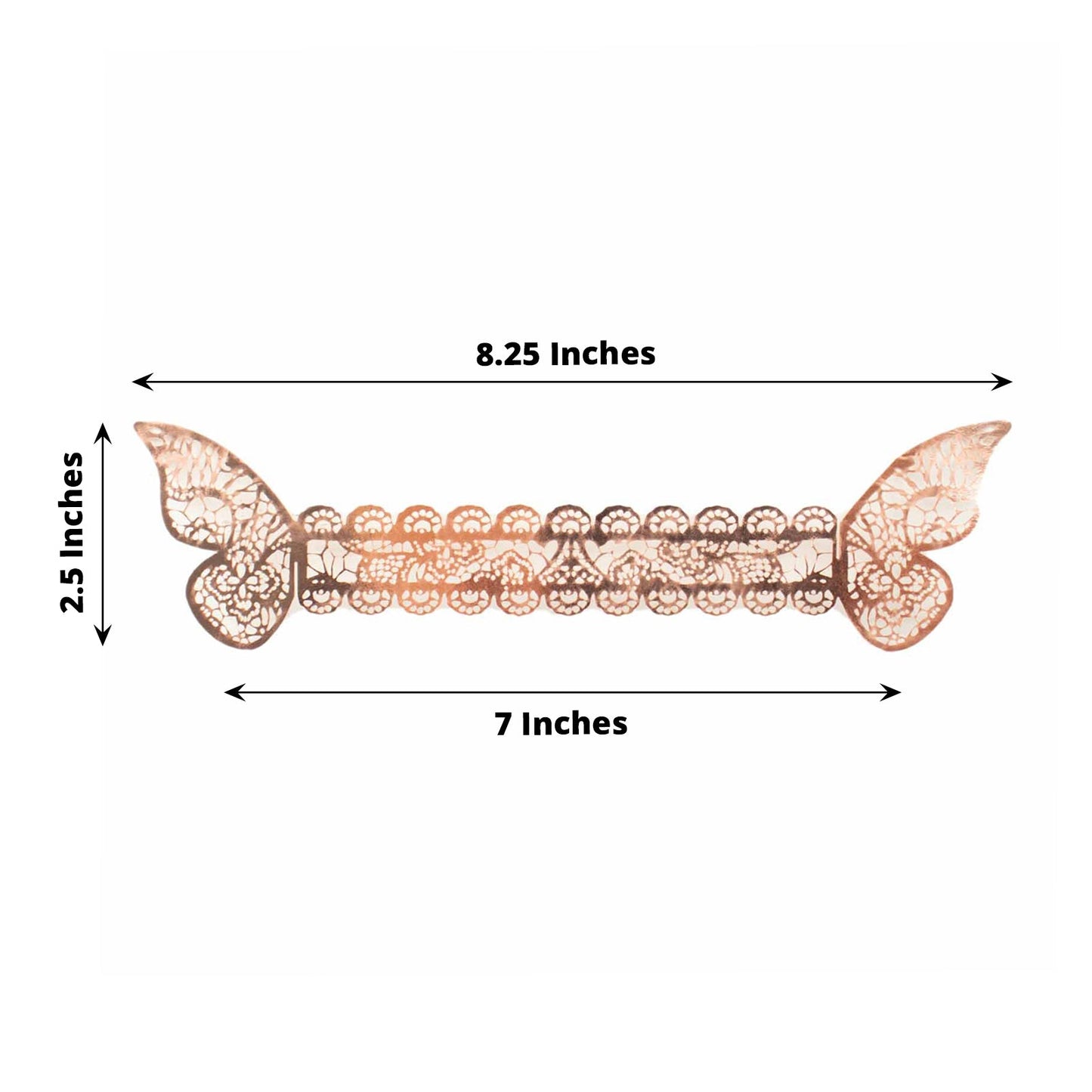 12 Pack | Metallic Rose Gold Foil Laser Cut Butterfly Paper Napkin Rings