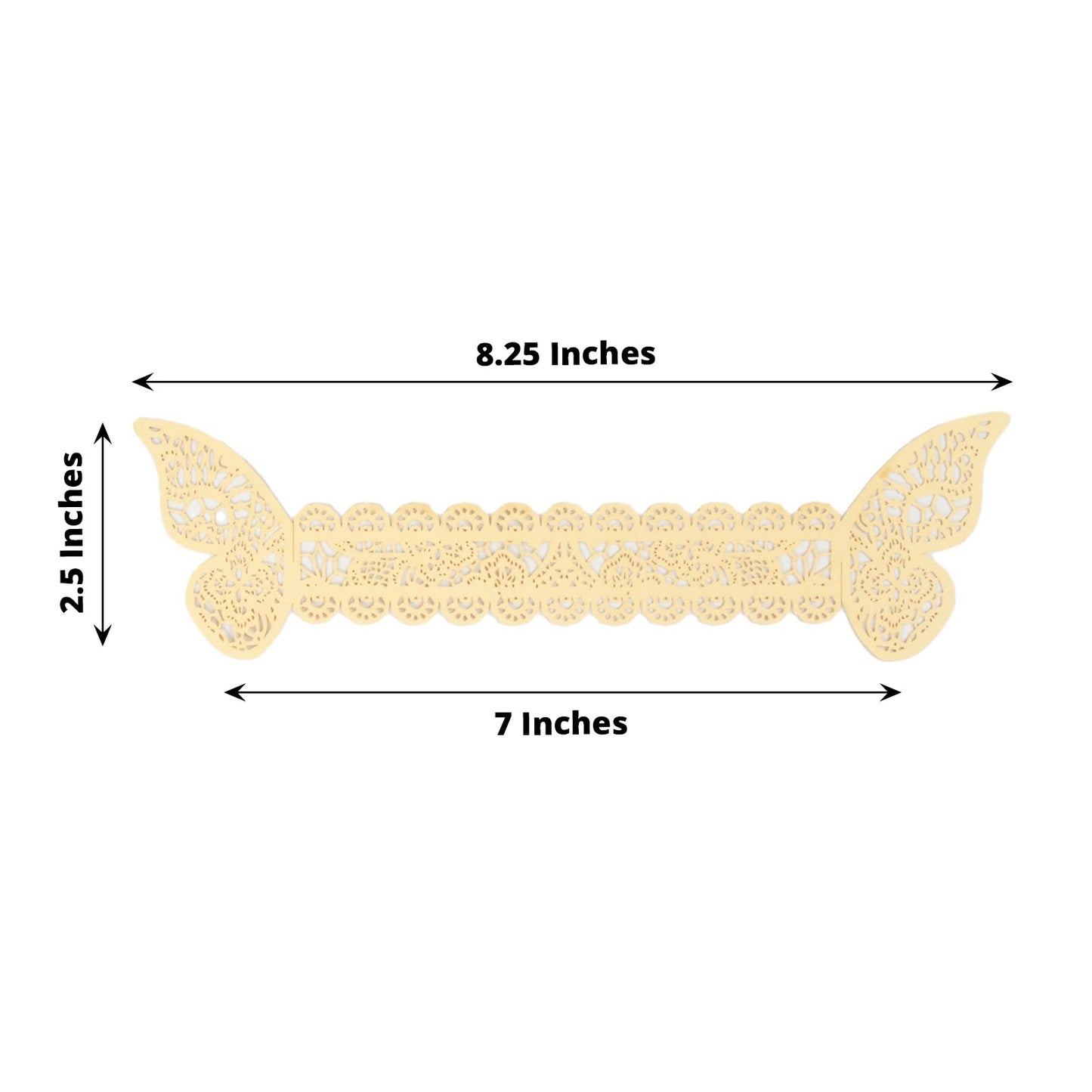 12 Pack | Champagne Shimmery Laser Cut Butterfly Paper Napkin Rings