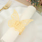 Champagne Paper Napkin Rings 12 Pack 3D Butterfly With Lace Pattern
