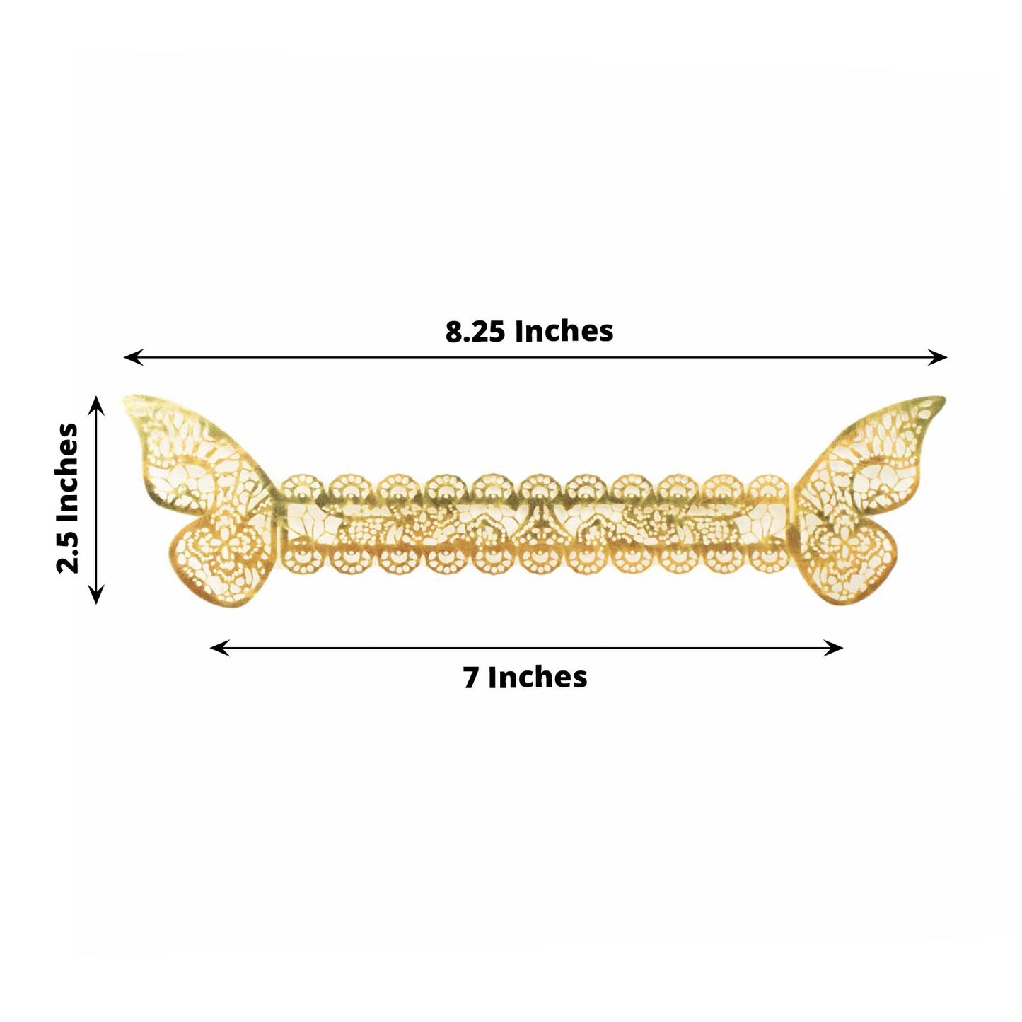 12 Pack | Metallic Gold Foil Laser Cut Butterfly Paper Napkin Rings