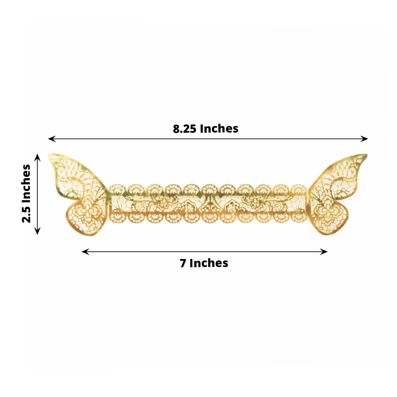 12 Pack | Metallic Gold Foil Laser Cut Butterfly Paper Napkin Rings