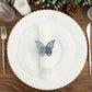 12 Pack Of 3D Butterfly Napkin Rings Navy Blue Color With Shimmery Lace Pattern