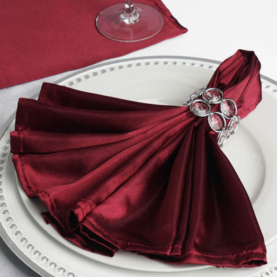 Luxurious Texture of Burgundy Satin Napkins
