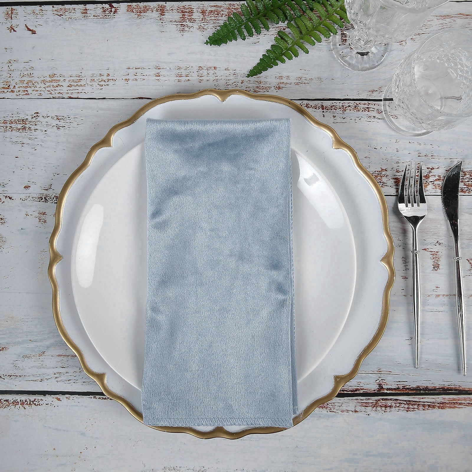Sheen Finish Dusty Blue Cloth Dinner Napkins 20x20 Inch
