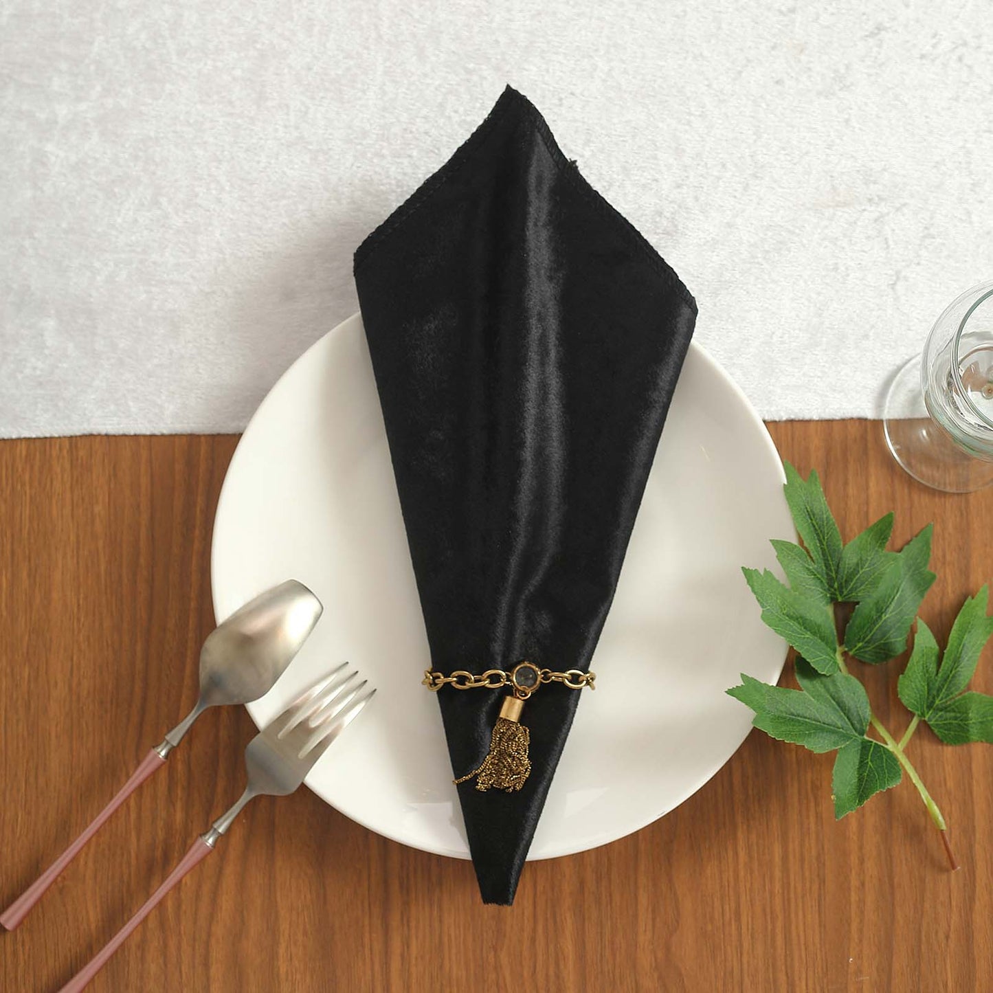 5 Pack | Black Premium Sheen Finish Velvet Cloth Dinner Napkins