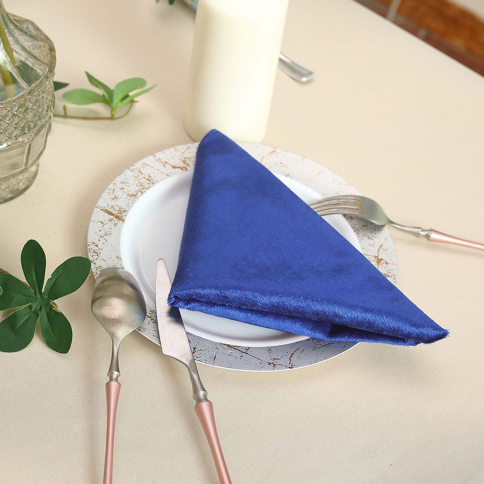 5 Pack | Royal Blue Premium Sheen Finish Velvet Cloth Dinner Napkins