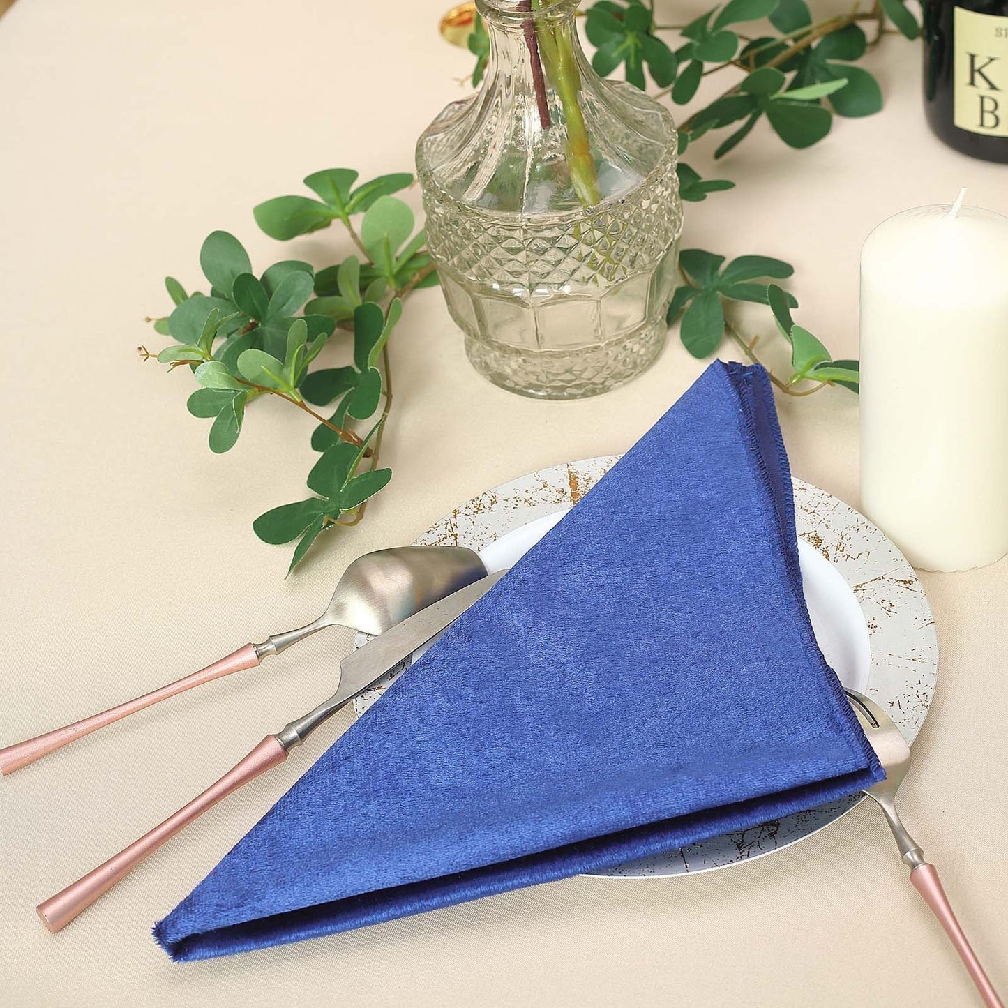 5 Pack | Royal Blue Premium Sheen Finish Velvet Cloth Dinner Napkins