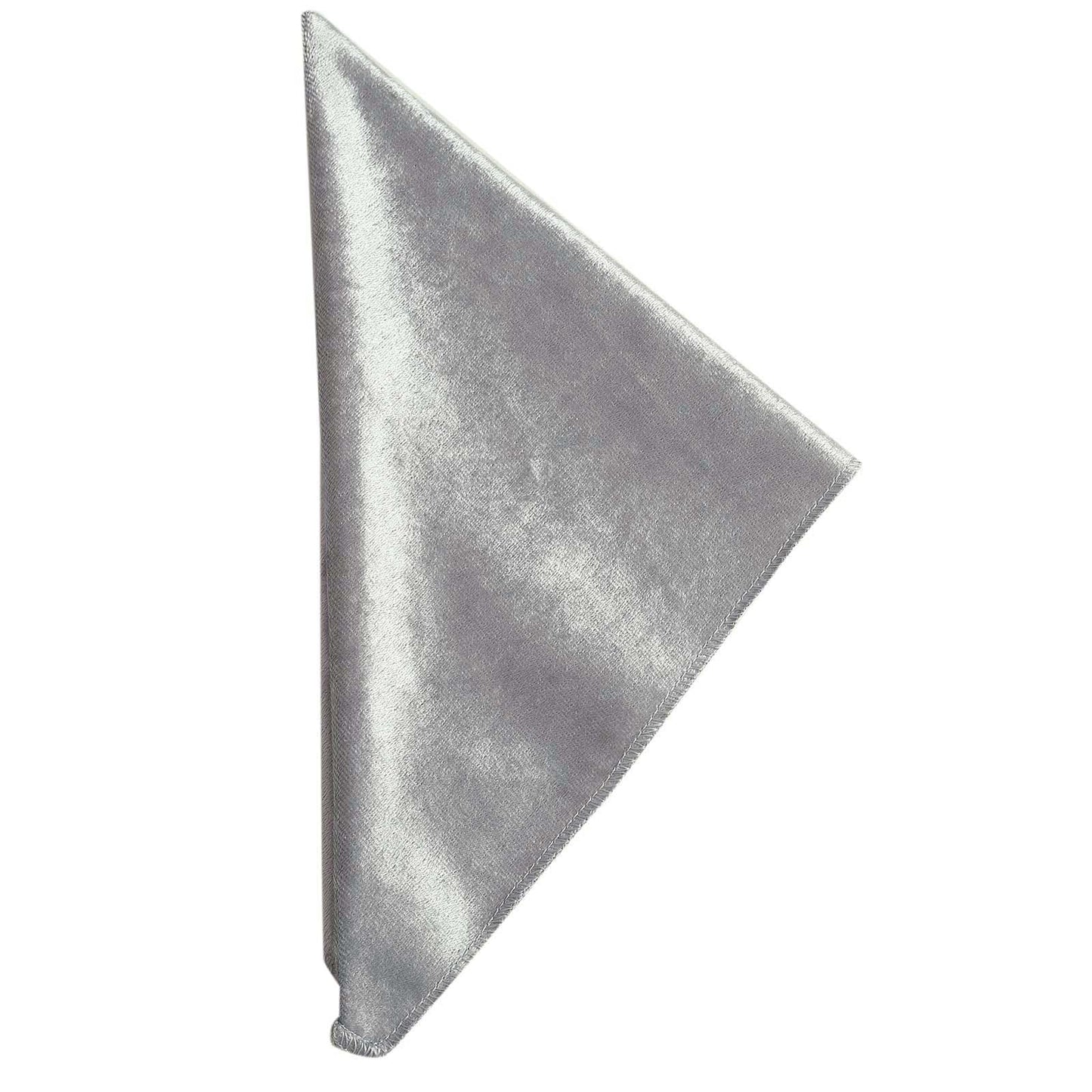 5 Pack | Silver Premium Sheen Finish Velvet Cloth Dinner Napkins