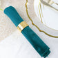Seamless Velvet dinner napkin Peacock Teal 20 Inch by 20 Inch Sheer Look