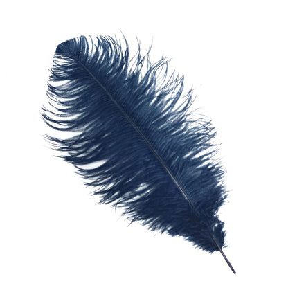 Navy blue natural ostrich feather, ideal for DIY centerpieces.
